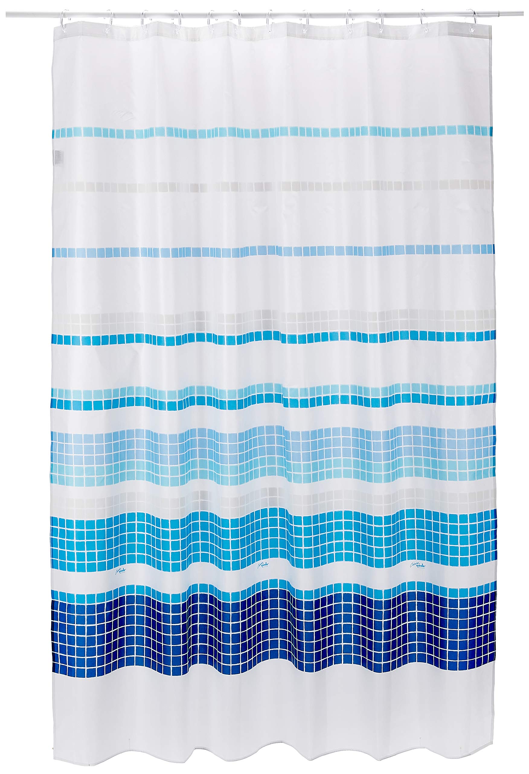 Spirella Textile Curtain Marbella Blue 180 x 200 1207321, White, Standard