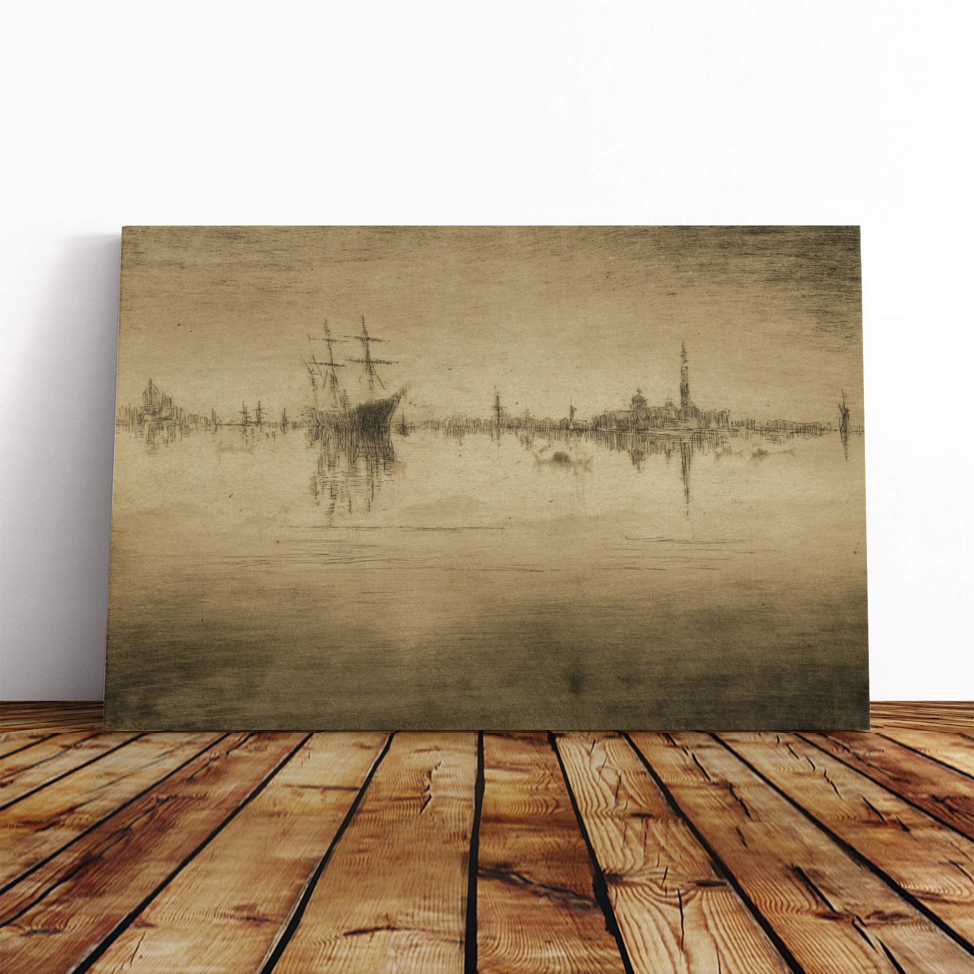 James McNeill Whistler Nocturne (2) Canvas Print | Gallery Wrapped 30mm Frame Wall Art | 20x14 inches | Ready to Hang | Modern Picture | Living Room Bedroom Lounge Office