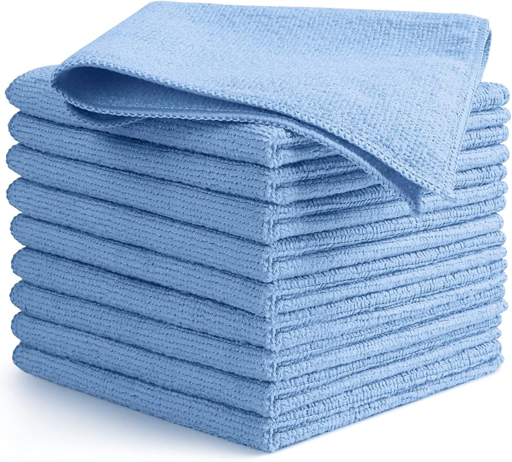 AIDEA Microfibre Cloth 10 Pack 30x30cm Lint Free Reusable Cleaning Towels Blue