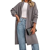 PRETTYGARDEN Long Sleeve Lapel Open Front Cardigan Sweaters for Women Trendy 2026 Oversized Spring Sweater Long Ladies Coats