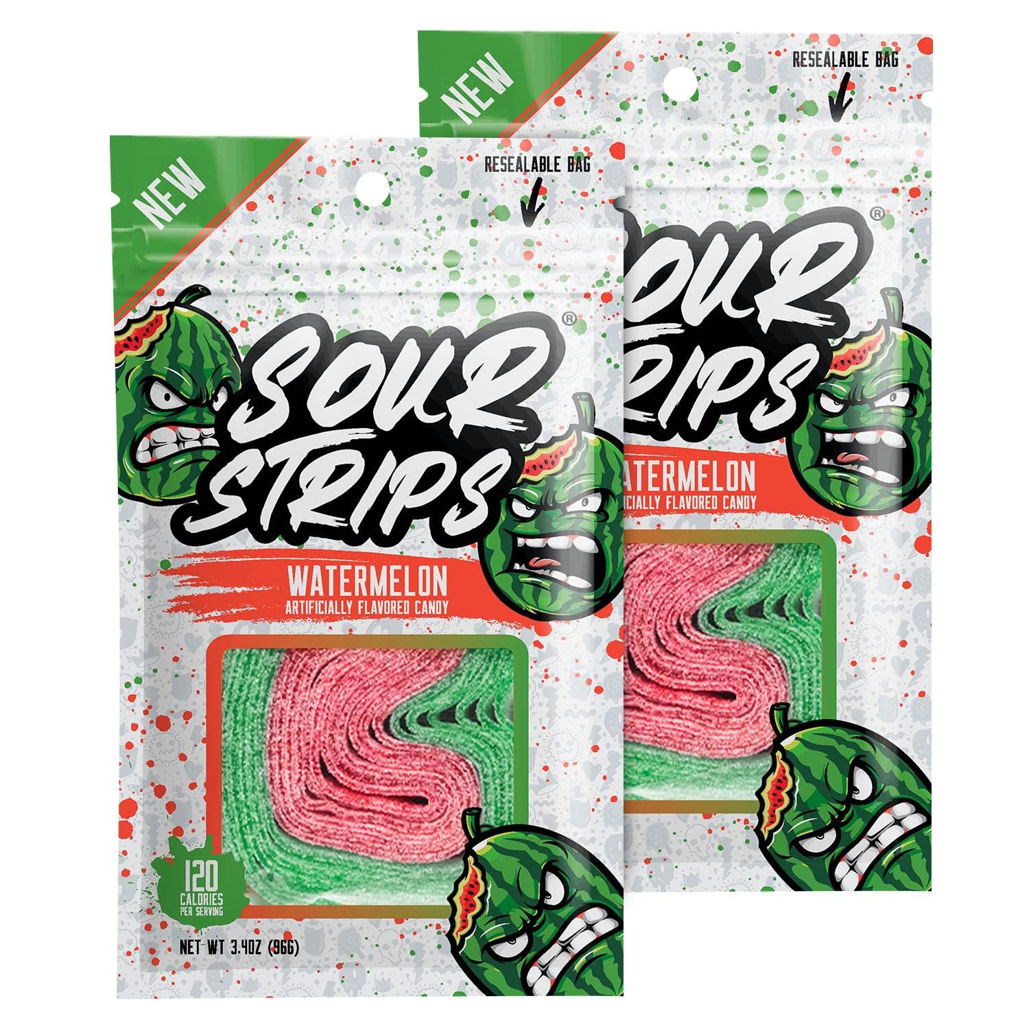 SOUR STRIPS Watermelon Flavored Sour Candy Strips
