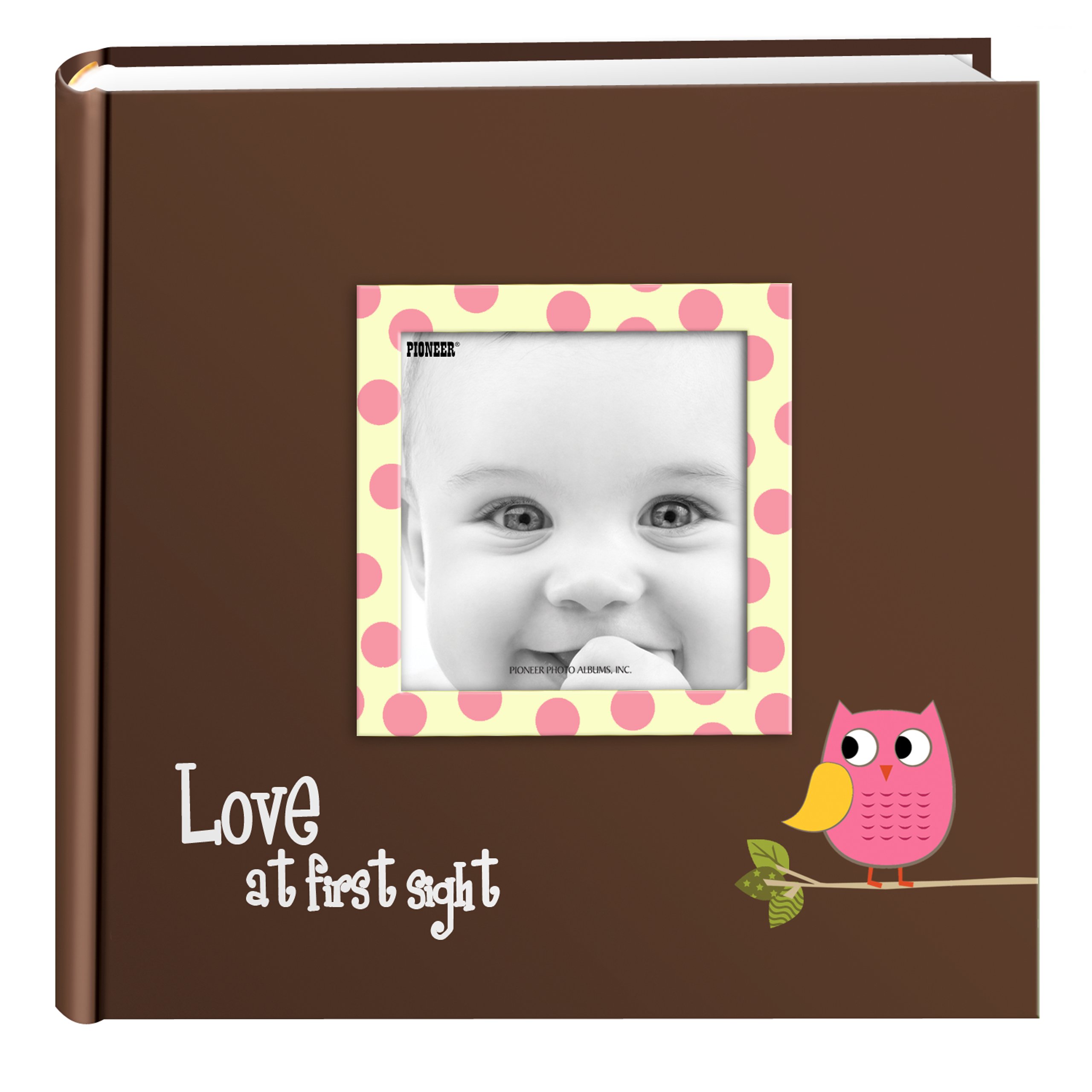 Pioneer Photo Albums EV-246FB/O 200-Pocket Baby Owl Printed Designer Frame Cover Photo Album, Pink, 4 x 6 Inch