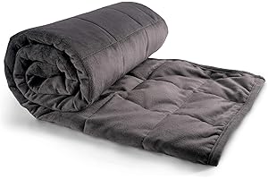 Hug Bud Weighted Blanket Comforter - 36" X 48" - 5-lbs - No Cover Required - Use as Throw or on Twin Size Bed - For Adults+Kids- Silky Minky Grey - Premium Glass Beads - Stimulation Sensory Relaxation