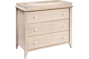 Babyletto Sprout 3-Drawer Changer Dresser with Removable Changing Tray in Washed Natural and White, Greenguard Gold Certified