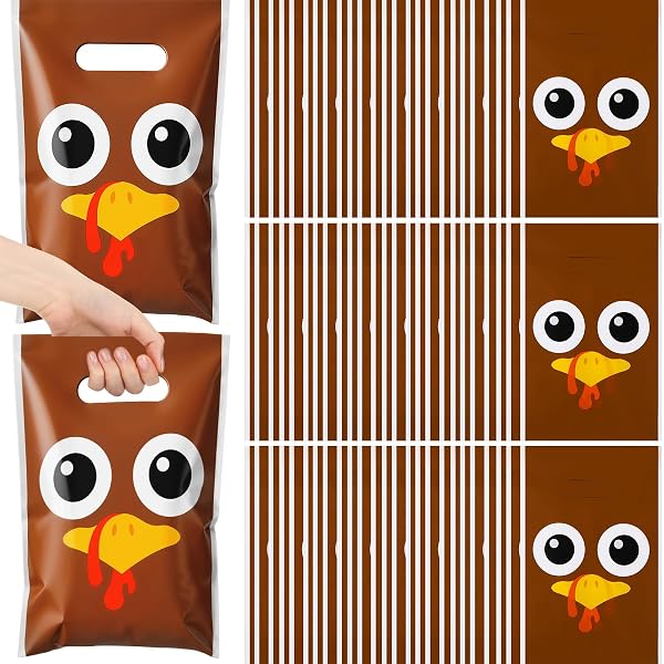 Aazon.co: Qilery 100 Pcs Fall Plastic Bags Fall Gift Bags Bulk Autun...