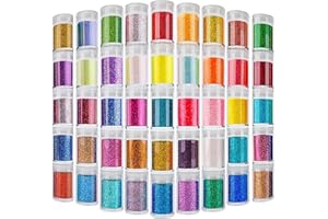 Fine Glitter for Epoxy Resin, Set of 45 Colors, Estanoite Extra Fine Craft Glitter Powder, Assorted Nail Arts Glitter, Cosmetic Powder for Body Face Hair Eye and Tumbler Candle Making