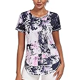 Abrooical Women's Short Sleeve Workout Shirts Crew Neck Sports Yoga Running Quick Dry Tops Side Split Tee