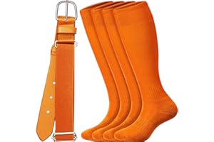 ROLVNHTV 3 Pieces Youth Baseball Socks and Belt Combo Set Softball Belts with Softball Sock Elastic Waist Belt for Boy