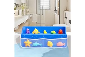TIFFYONEK Bathtub Splash Guard, Toy Tray Caddy Holder Storage for Kids, 8 Suction Cups Attach to Bath Tub, Tub Splash Guard Prevents Water from Splashing in Bathroom