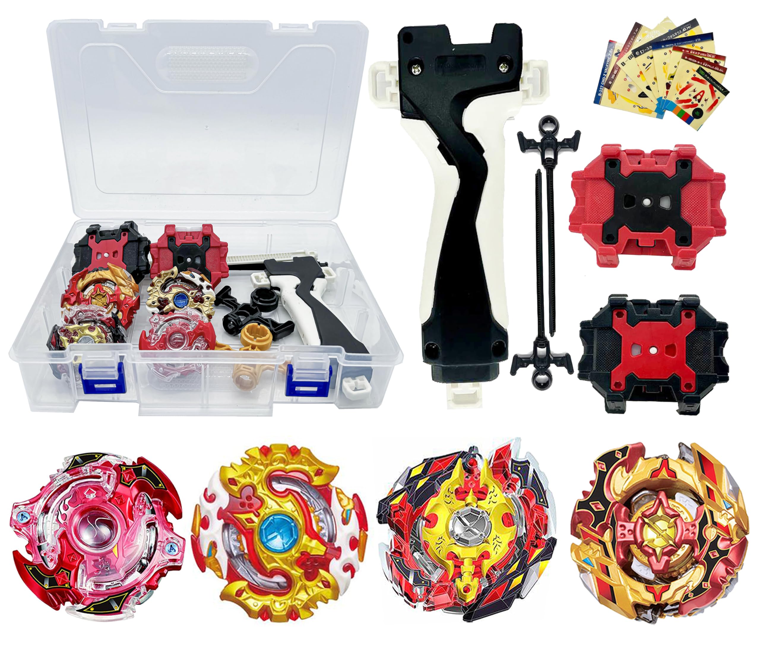 Gytobytle Spriggan 4in1 Bey Spinning Tops with Box Blade Battling Battle Gyros Set, with Launcher Handle