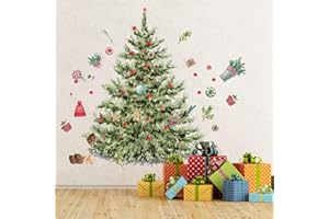 DENYLO PRO 59x47 Inch Large Christmas Tree Wall Decals DIY Watercolor Decal Removable Christmas Tree Gaint Wall Stickers for Bathroom Bedroom Living Room Offices Home Decoration Decal