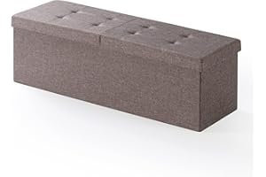 Otto & Ben 45" Storage Ottoman with SMART LIFT Top, Upholstered Tufted Bench, Foot Rest, Brown, 14.96"D x 44.88"W x 14.96"H