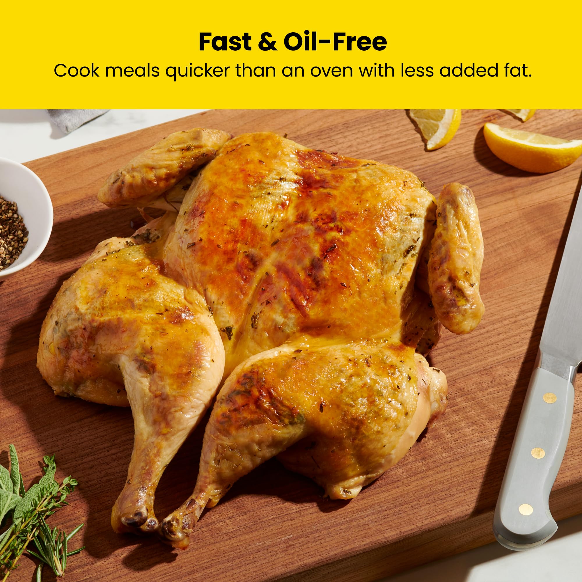 Freidora de aire CHEFMAN Easy-View - Tamaño familiar de 8 cuartos con ventana de visualización, control digital de un toque con 4 preajustes, antiadherente y apta para lavavajillas, asar, asar, deshidratar, hornear, apagado automático, acero inoxidable