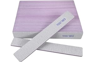HOMEYERA Nail Files (24 Pack), 100/180 Grit Emery Boards Nail File for Natural Nails and Acrylic Nails, Double Sided Emory Boards limas para unas acrilicas Profesional Fingernail Filer Reusable Manicure Gray