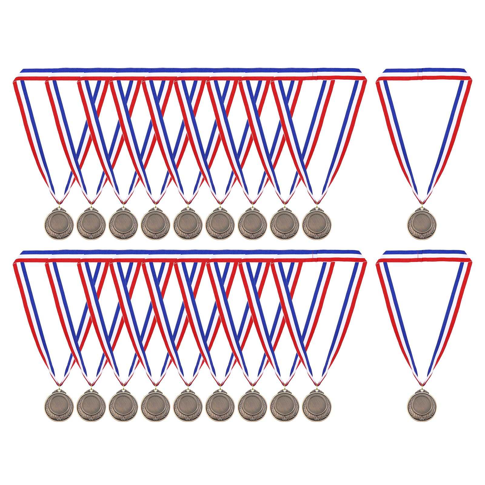 PATIKIL Gold Award Medals, 24 Pcs Blank Style Winner Medals with Neck Ribbon Metal Medals Prizes for Competitions, Party Decorations, Copper