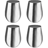 Yesland Stainless Steel Unbreakable Wine Glasses- 18 Ounce Set of 4 Wine Glasses, Portable Wine Tumbler, for Outdoor Events, 