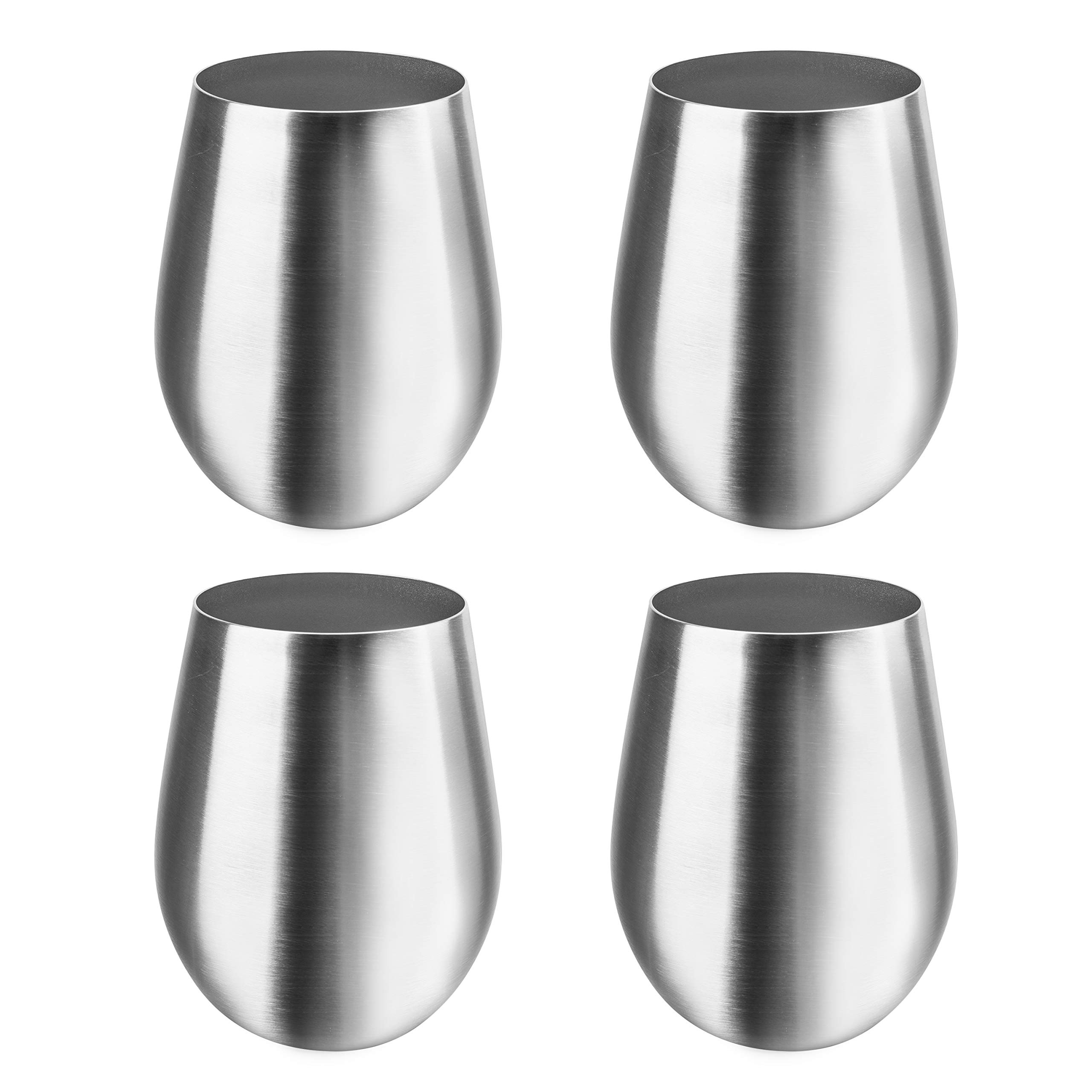 Yesland Stainless Steel Unbreakable Wine Glasses- 18 Ounce/500 ml Set of 4 Wine Glasses, Portable Wine Tumbler, for Outdoor Events, Picnics