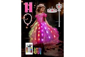 UPORPOR Princess Dress Up for Girls, Syncs with Music, App-Control Princess Costumes, RGB Led Light Up Halloween Costume