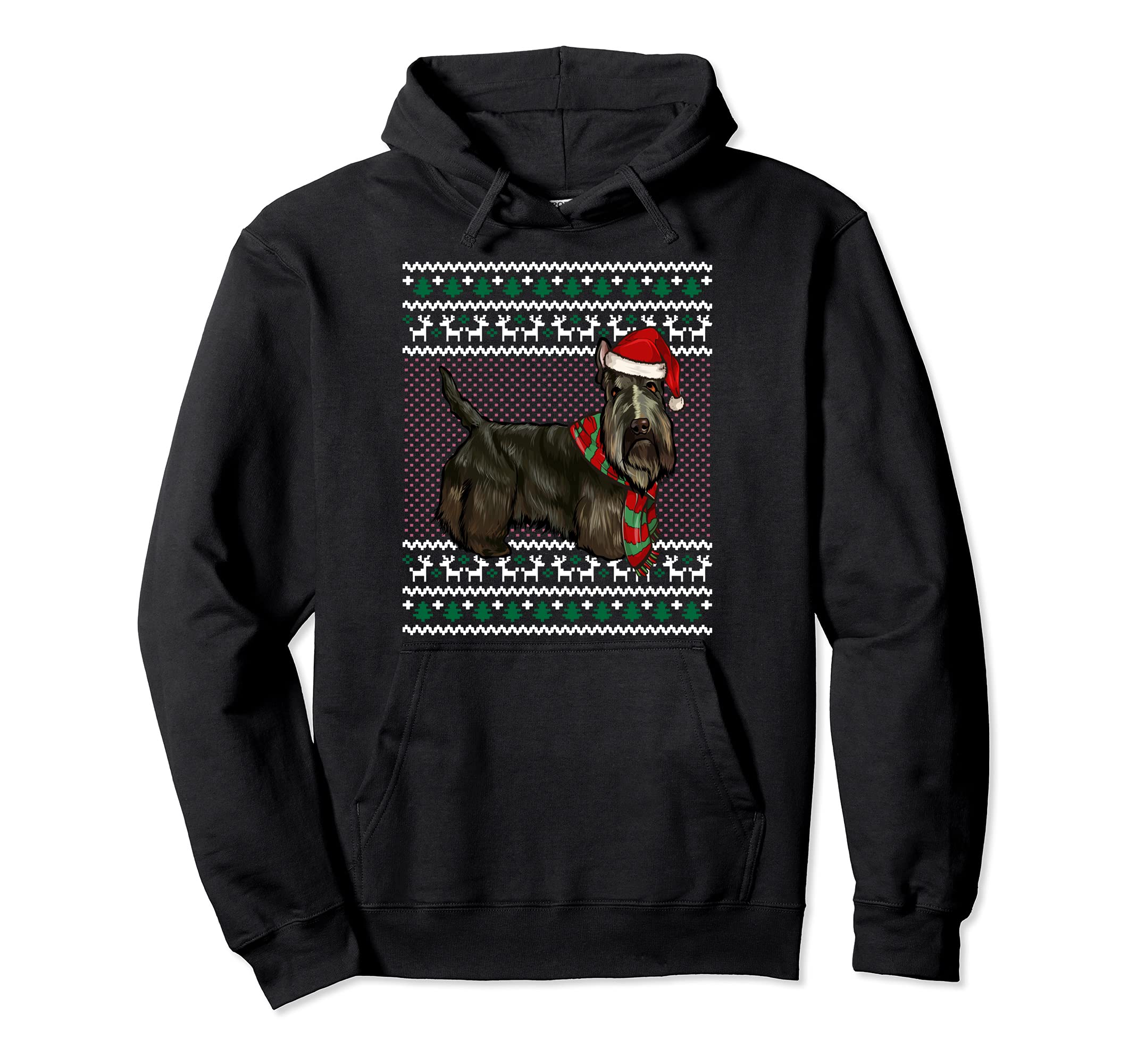 Xmas Scottish Terrier Dog Santa Hat Ugly Christmas Pullover Hoodie