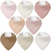 CIVARUA KIDS Muslin Baby Bibs 8 Pack, Baby Bandana Drool Bib for Drooling and Teething, Cotton Soft Absorbent for Girls Boys