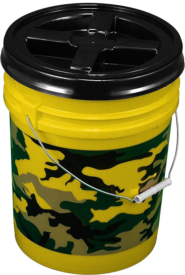 Camoflage Bucket Kit, One Yellow 5 Gallon 90 mil Bucket with Camo Print