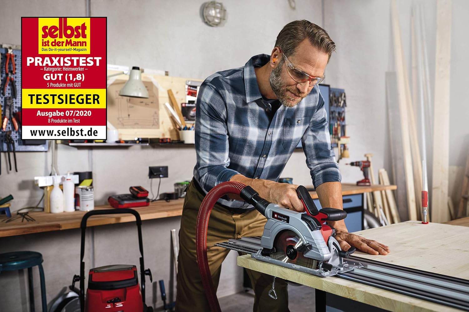 Einhell Cordless Circular Saw 18V Power X-Change, 190mm Brushless Rotary Wood Saw, Tool-Free Adjustment, LED, Dust Extraction - Image 4