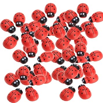 Aapno Rajasthan Red & Black Cute Beetle Toy Showpiece for Your Garden Trays and Pots Set of 100