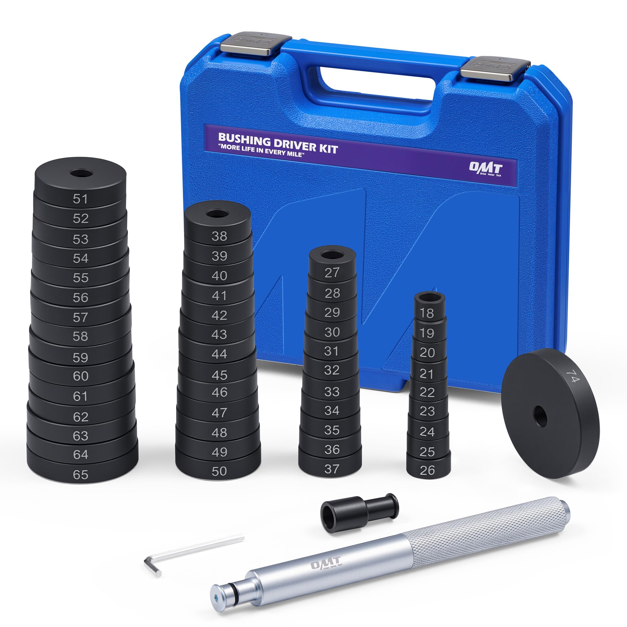 Photo 1 of Orion Motor Tech 52-in-1 Custom Bushing Driver Tool Set and Transmission Wheel Axle Bearing Race Seal Installer Remover, Bush Removal Puller Bearing Press Tool Kit