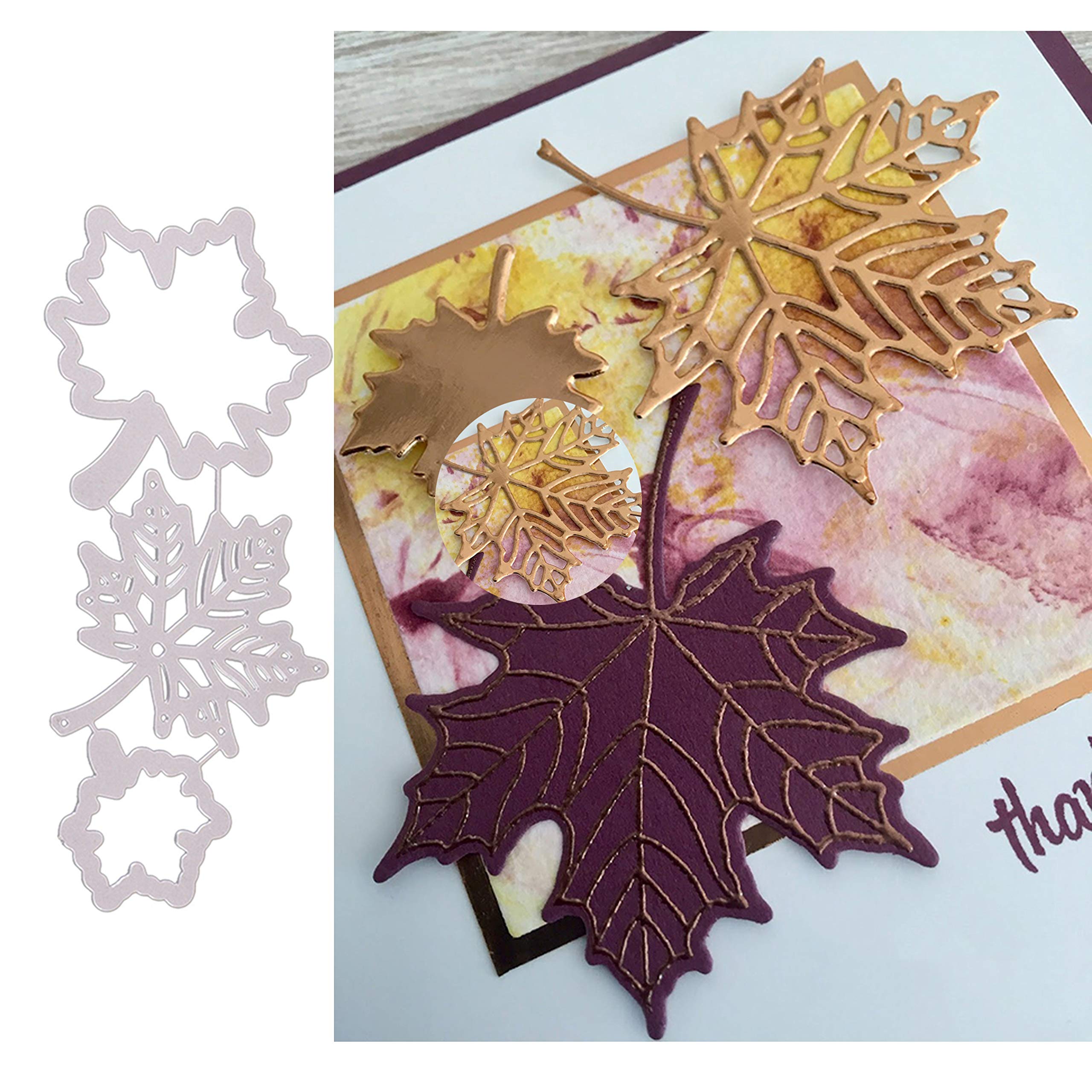 3Pcs/Set Maple Leaf Metal Die Cuts,Flower Leaf Frame Cutting Dies Cut Stencils for DIY Scrapbooking Album Decorative Embossing Pen Paper Dies for Card Making