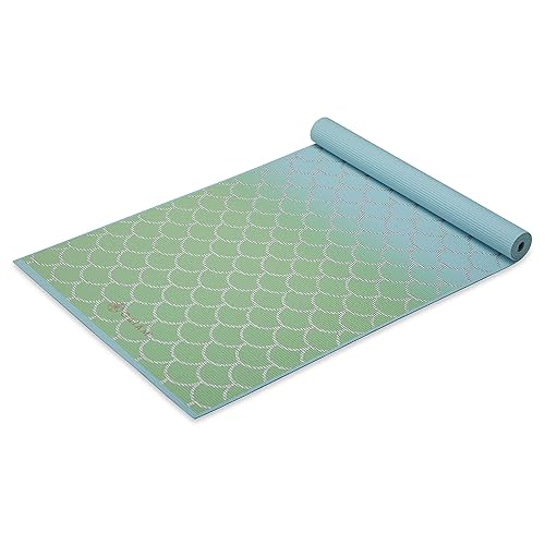 Gaiam Kids Yoga Mat Exercise Mat, Yoga for Kids with Fun Prints - Playtime for Babies, Active & Calm Toddlers and Young Children, Metallic Mermaid, 3mm