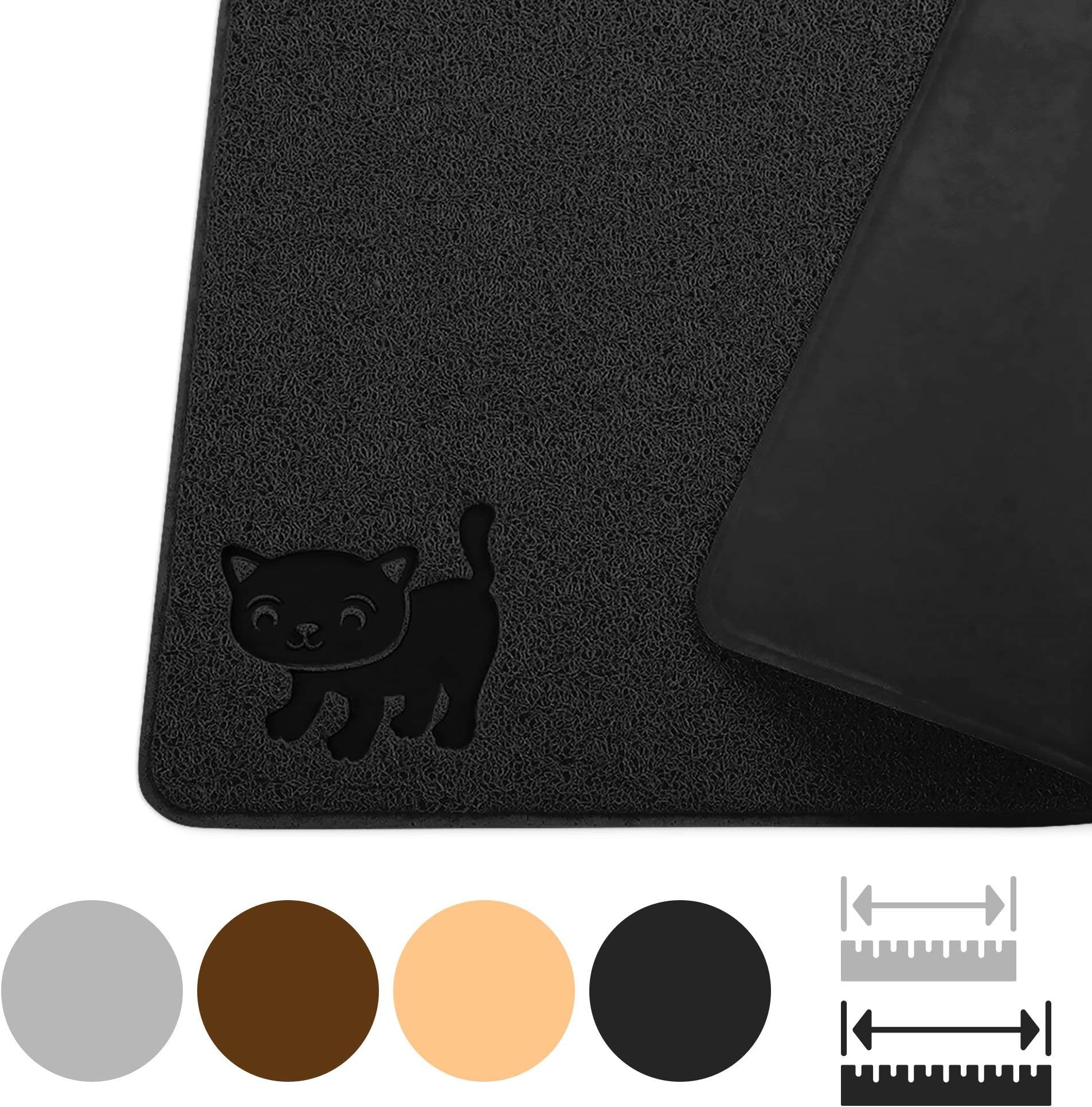 Smiling Paws Pets - Extra Large Cat Litter Mat - Pet Rug - Catches Litter That Spills Outside Litter Box - Easy to Clean - Non-Slip - Litter Box Mat - Kitty Litter Catcher - Black XL Size (47" x 33”)