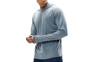 MIER Men's UPF 50+ Sun Protection Hoodie Long Sleeve SPF Fishing Hiking Running Thumbhole Shirts Hooded Quick Dry Lightweight