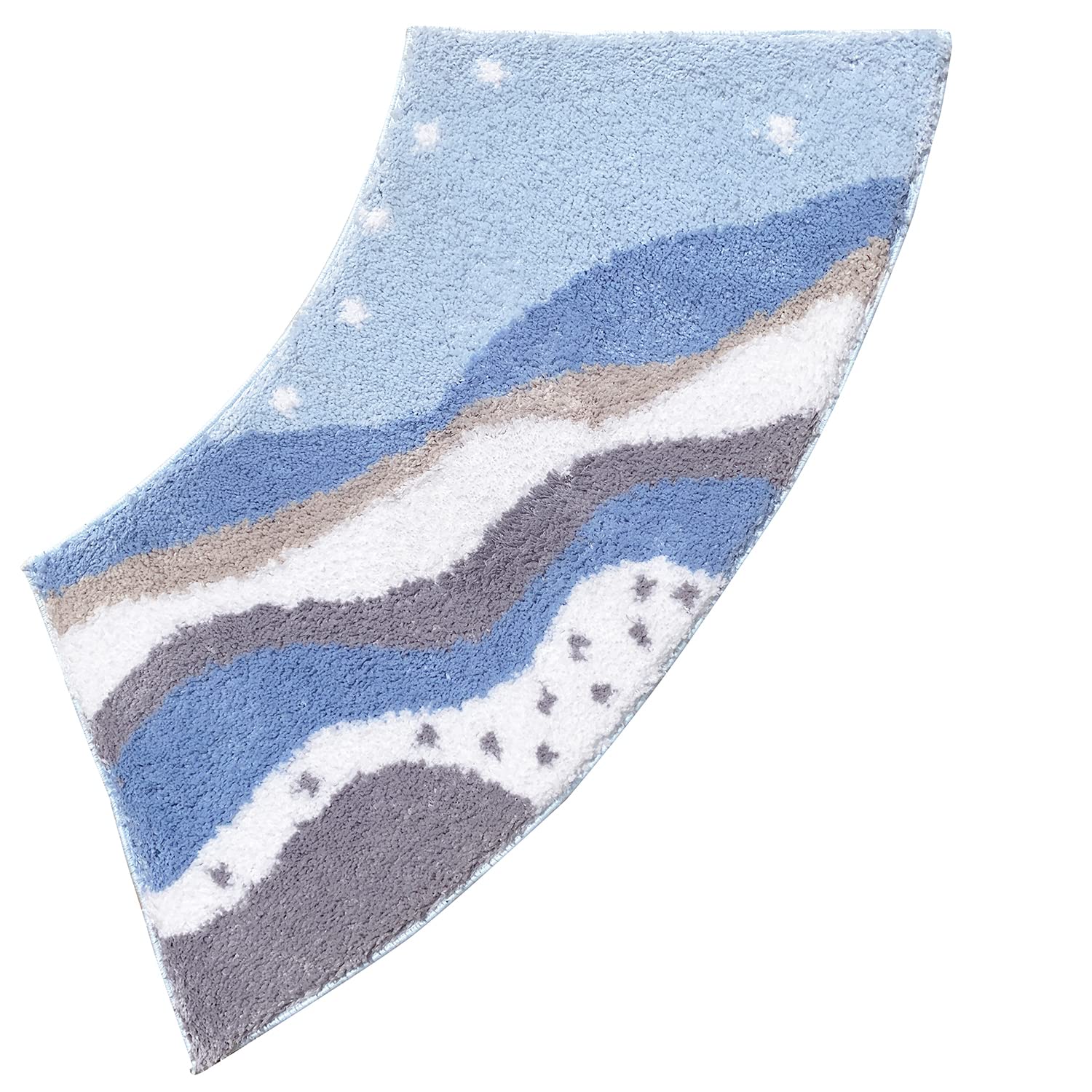 DFEO@MF Curved Bath Mat, Fluffy Microfiber Curved Shower Mat, Absorbent Ultra Soft Bath Mat for Round Showers, Machine Washable, 45X100CM (Ocean)