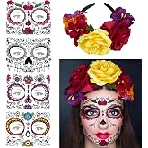 AFSTEE Rose Flower Headband Halloween Flower Crown Hair Wreath, Day of the Dead Headpiece for Halloween Costumes Cosplay and Photo Prop, Floral Headband for Women