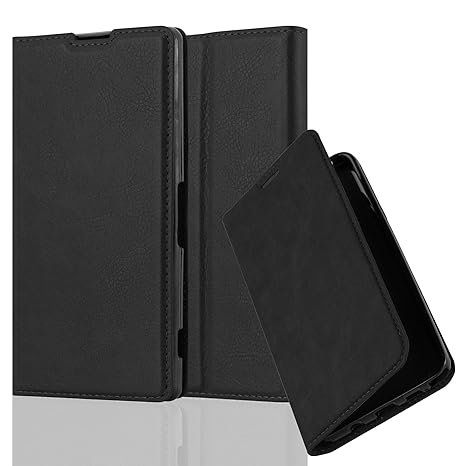 Cadorabo Hülle für Sony Xperia Z2 - Hülle in Nacht SCHWARZ – Handyhülle mit Magnetverschluss, Standfunktion und Kartenfach - 