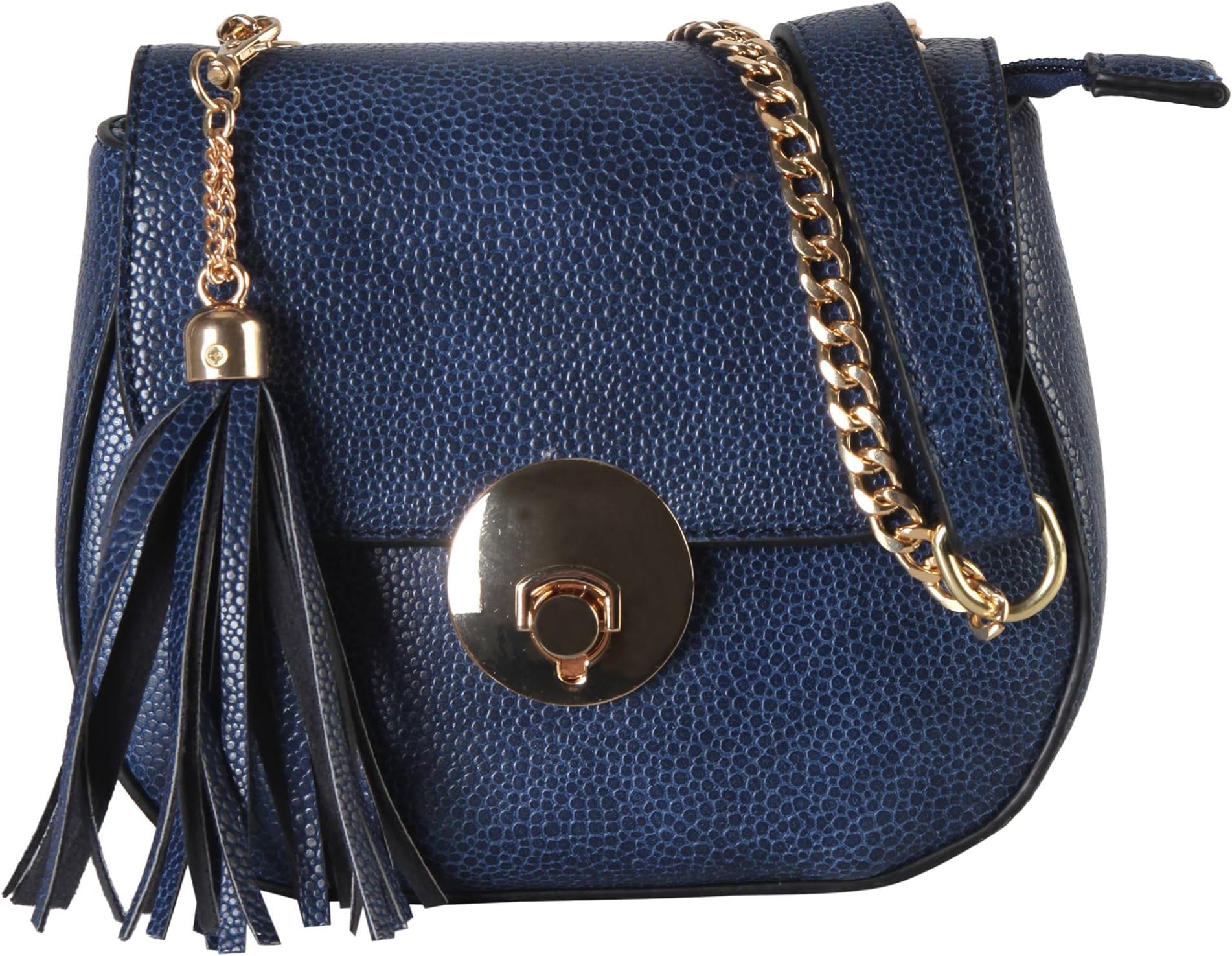 Diophy PU Leather Saddle Style Mini Cross Body Womens Purse Handbag Accented with Tassels Décor & Chain Strap MT-3413