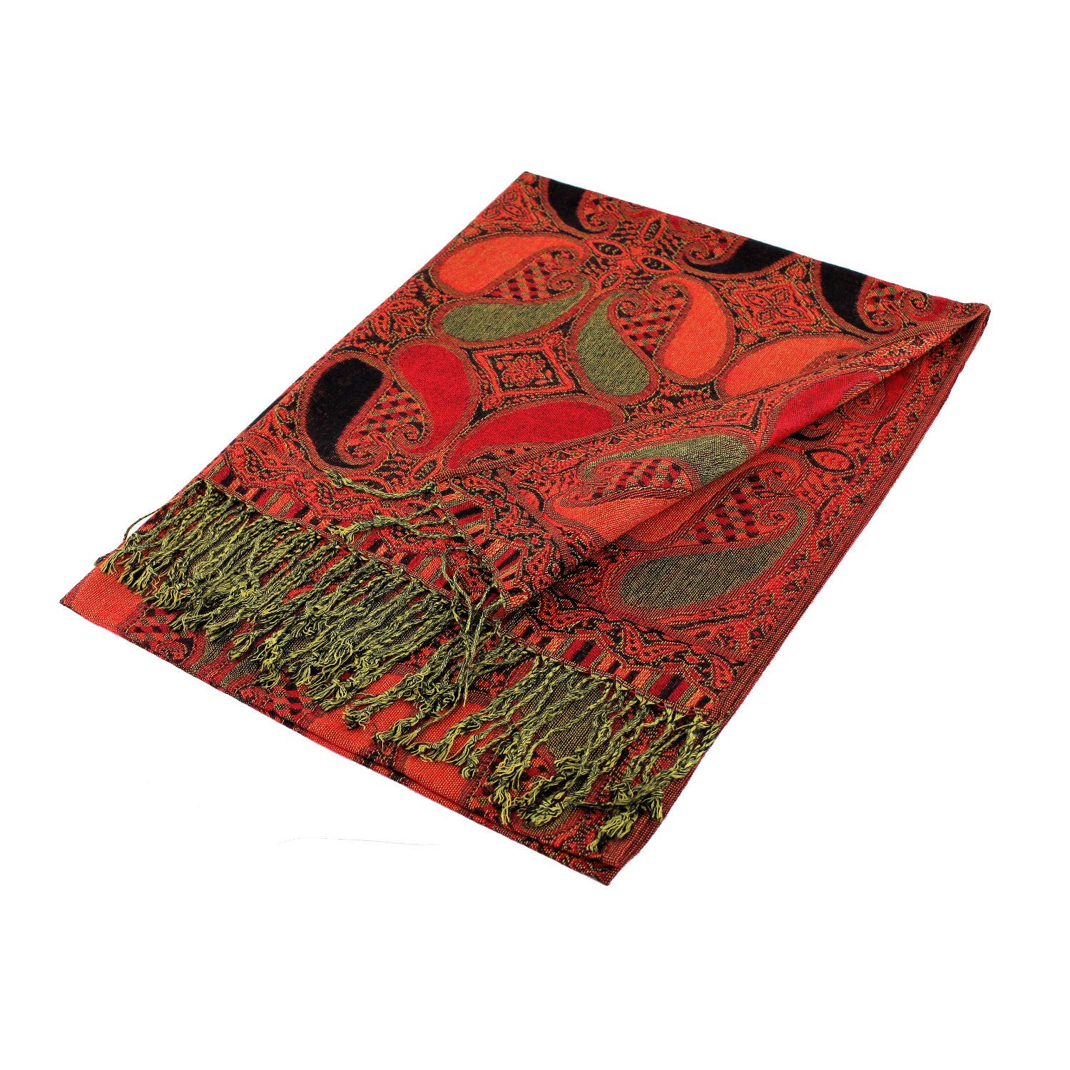 Paskmlna Paisley Pattern Tow Layered Woven Pashmina Shawl Scarf Wrap Stole Paskmlna Paisley Pattern Tow Layered Woven Pashmina Shawl Scarf Wrap Stole
