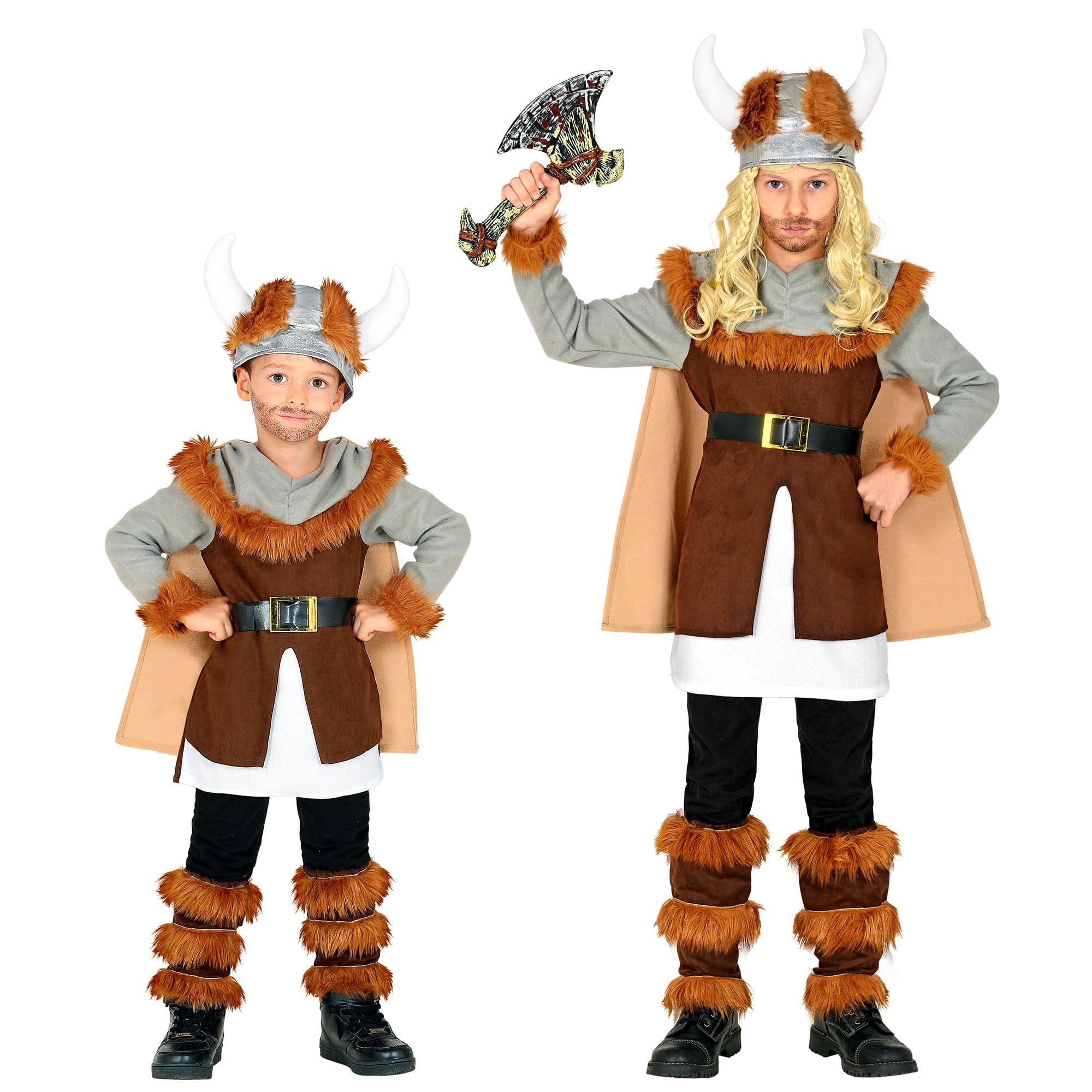 WIDMANN VIKING (tunic with belt and cape, boot tops, helmet) - (140 cm / 8-10 Years)