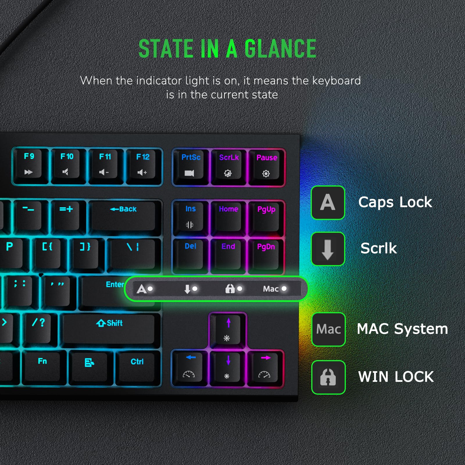 RK ROYAL KLUDGE R87 Mechanical Keyboard, 75% Layout Hot Swappable Wired Gaming Keyboard Software Macro Compact RGB Backlit PC Game Keyboards 87 Keys for Win Mac, Yellow Switch-Black