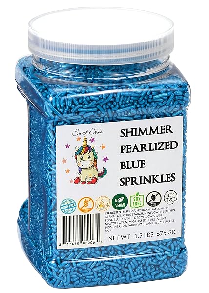 SHIMMER PEARLIZED BLUE SPRINKLES-DAIRY FREE,GLUTEN FREE,EGG FREE,VEGAN,SOY FREE,NUTS...