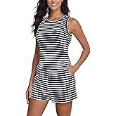 COCOMARTS Womens 2 Piece Sets Striped Sleeveless Tank Tops Matching Shorts Casual Loungewear Pajama Sets Fashion Outfits 2025