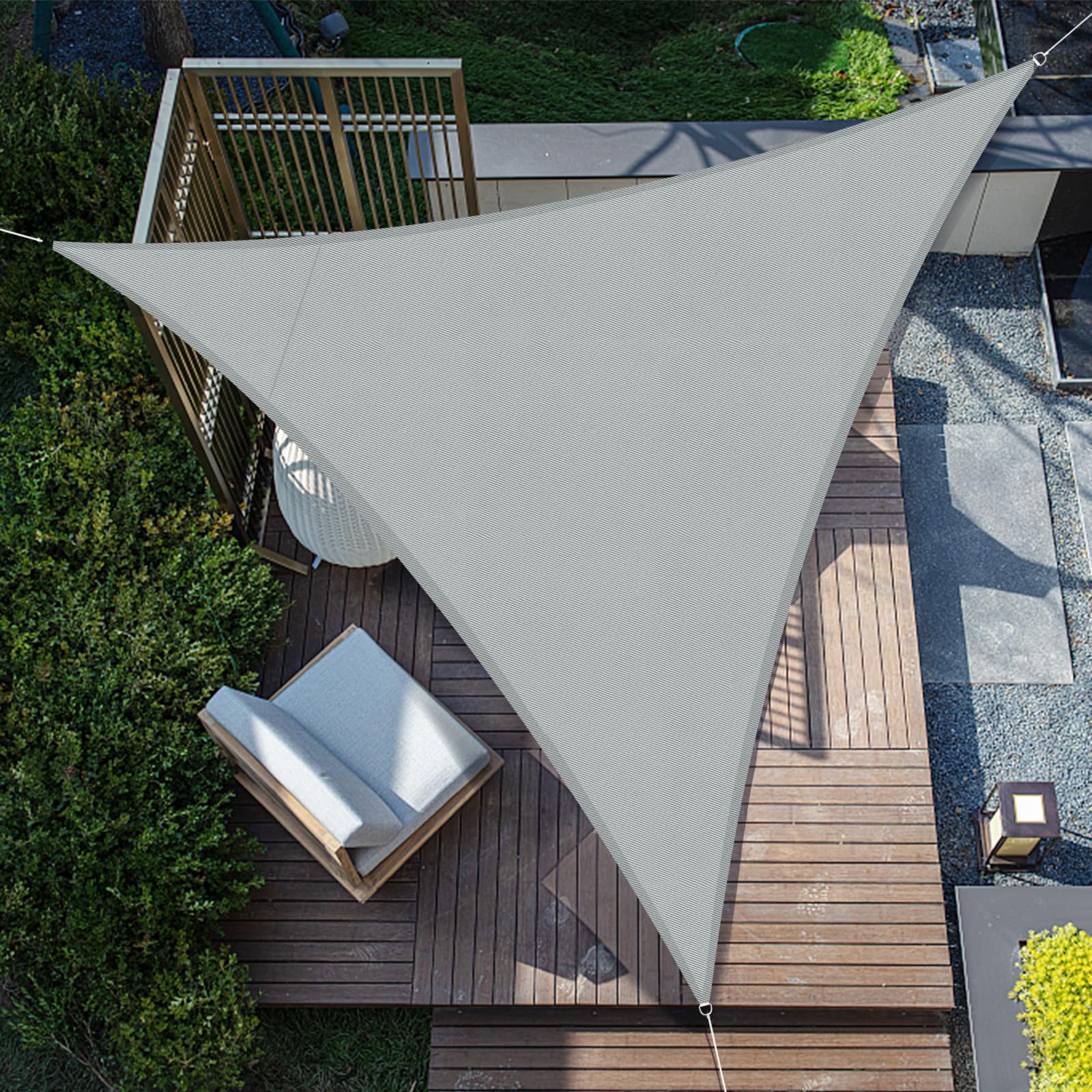 SUNNY GUARD Sun Shade Sail Triangle 3x3x3m Waterproof UV Block for Garden Outdoor Patio - Grey