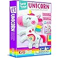 KRAFUN Beginner My First Unicorn Sewing Kit for Kids Art & Craft, Doll Plushie Animal, Instructions & Plush Felt Materials for Learn to Sew, Embroidery, Age 7 8 9 10 11 12