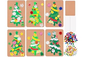 Whaline 420Pcs Christmas Card Making Craft Kit with Xmas Tree Pom Pom Stickers & Envelopes Handmade Invitation Greeting Card Supplies for Holiday DIY Crafts Party Decor