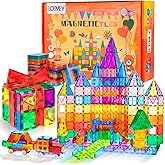 Lotmey 132PCS Magnetic Tiles with 2 Cars Deluxe Set, 3D Magnetic Building Blocks, Preschool Magnetic STEM Toys Sensory Educational Toys for Toddlers Kids 3 4 5 6 7 8-12, Gift for Boys Girls