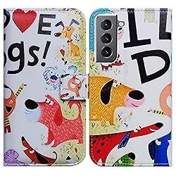 Bcov Galaxy S21 5G Case, Colorful Cute Dogs Leather