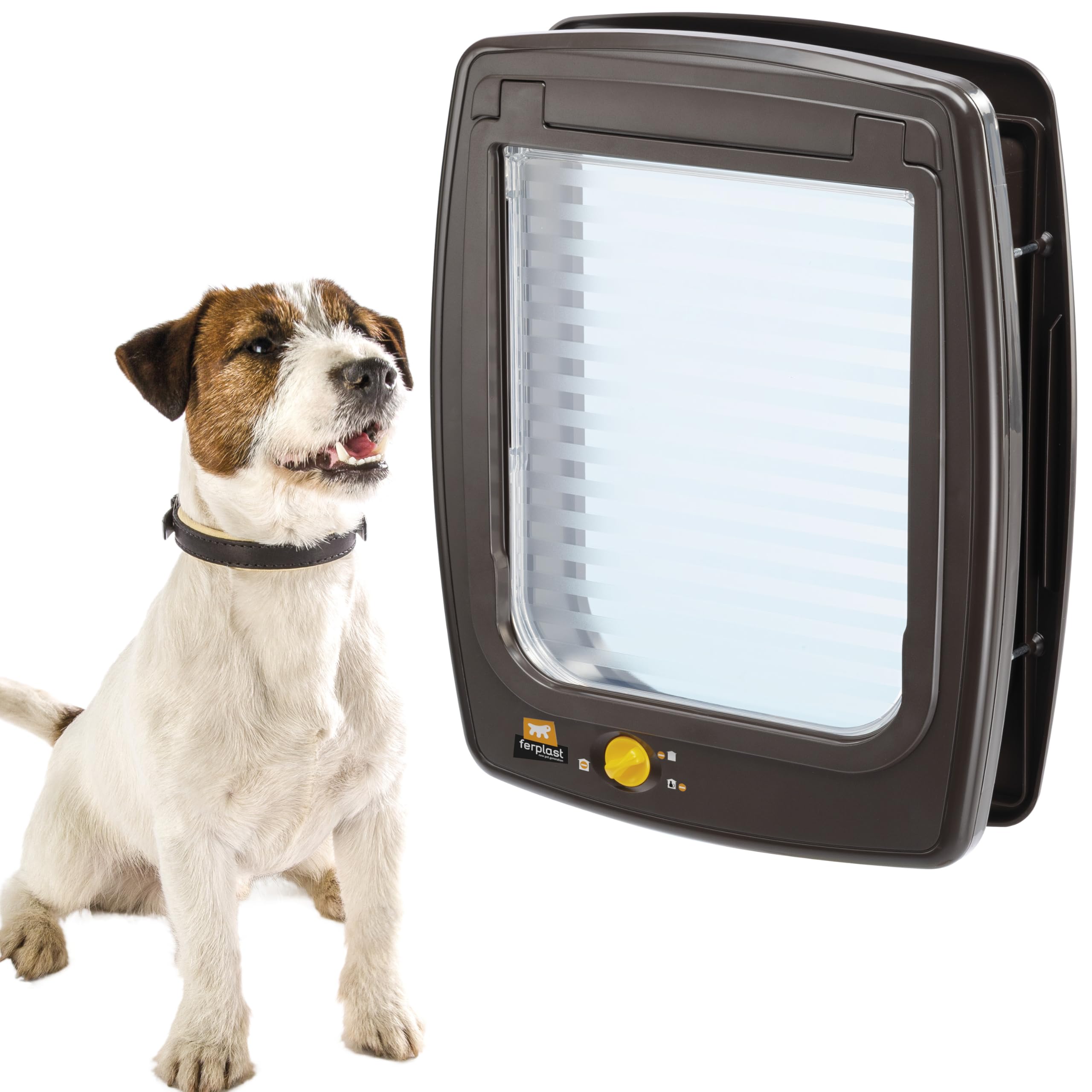 Ferplast Swing 11 Universal Cat Flap for Dogs and Cats - 4 Selectable Closing Modes - Wind-Stopper System - Closing Shock Absorber - Magnetic Anti-Oscillation - Transparent Door - Brown — image 1