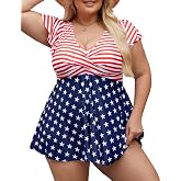Edelqual Women's Plus Size Tankini Swimsuits Swim Dress Bathing Suit 2026 | Tummy Control,Full Coverage,High Waisted,Two Piece,Modest,Curvy,Adjustable Tie Back,Removable Pads,Quick-Dry,Beach &amp; Pool