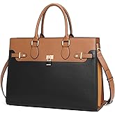 CLUCI Leather Briefcase for Women 15.6" Large Laptop Bag Computer Shoulder Bag Napa Pattern