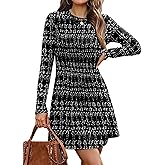 OFEEFAN Fall Dresses for Women 2025 Long Sleeve Crew Neck Sweater Dress